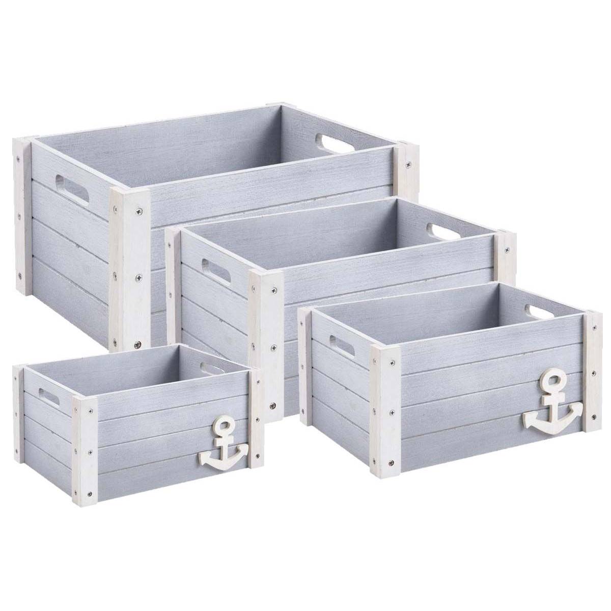 Aubry Gaspard - Caisse de rangement en bois Marina (Lot de 4) - Imagen 1