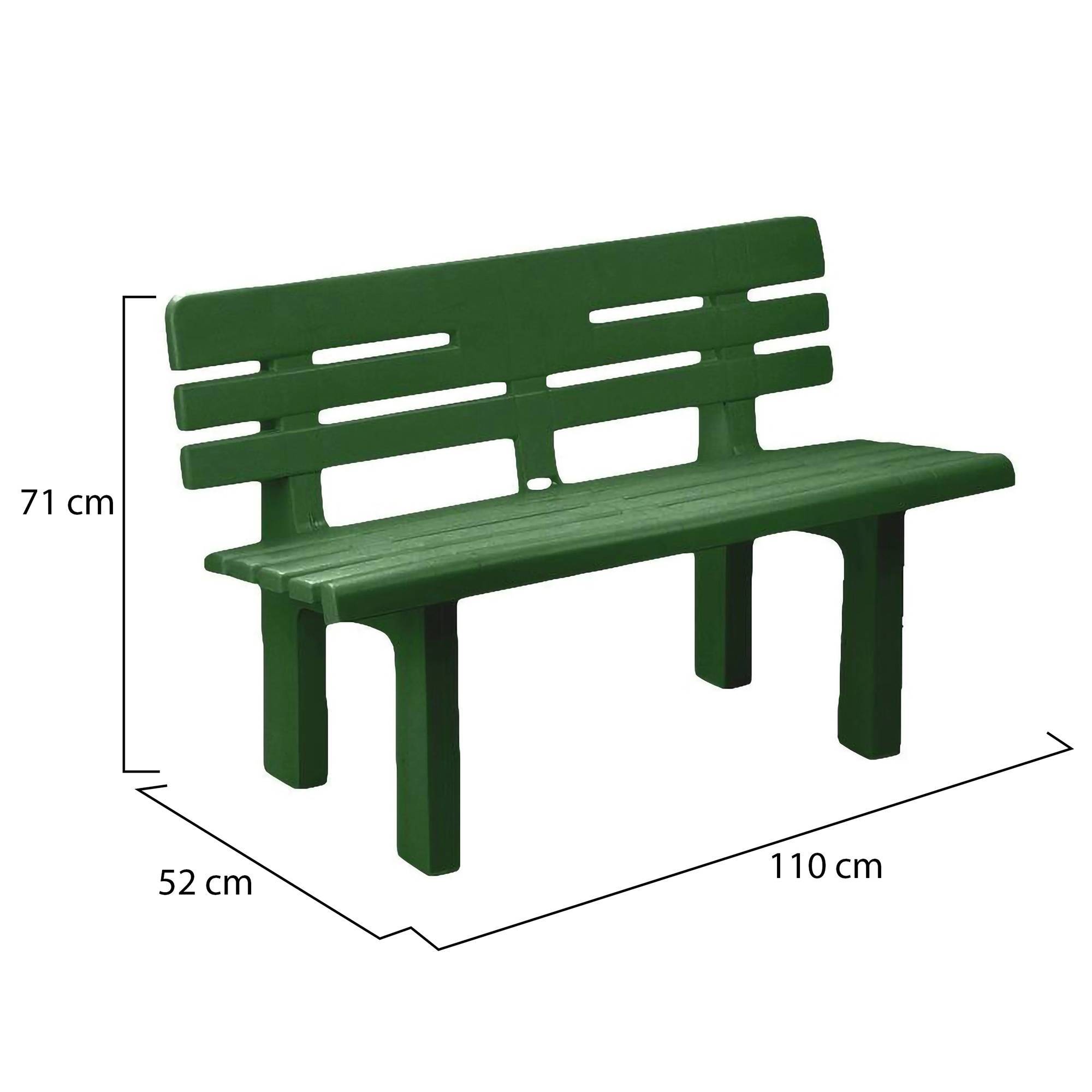 Dmora - Banc d'extérieur Daltobel, Banc de jardin Monobloc, Banc d'extérieur, 100% Made in Italy, 110x52h71 cm, Vert - Dmora - Imagen 3