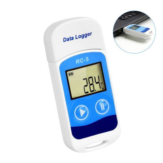 Enregistreur de température à disque RC-5 U blanc + bleu USB enregistreur de données automatique (batterie intégrée)-Lytech - Image 1