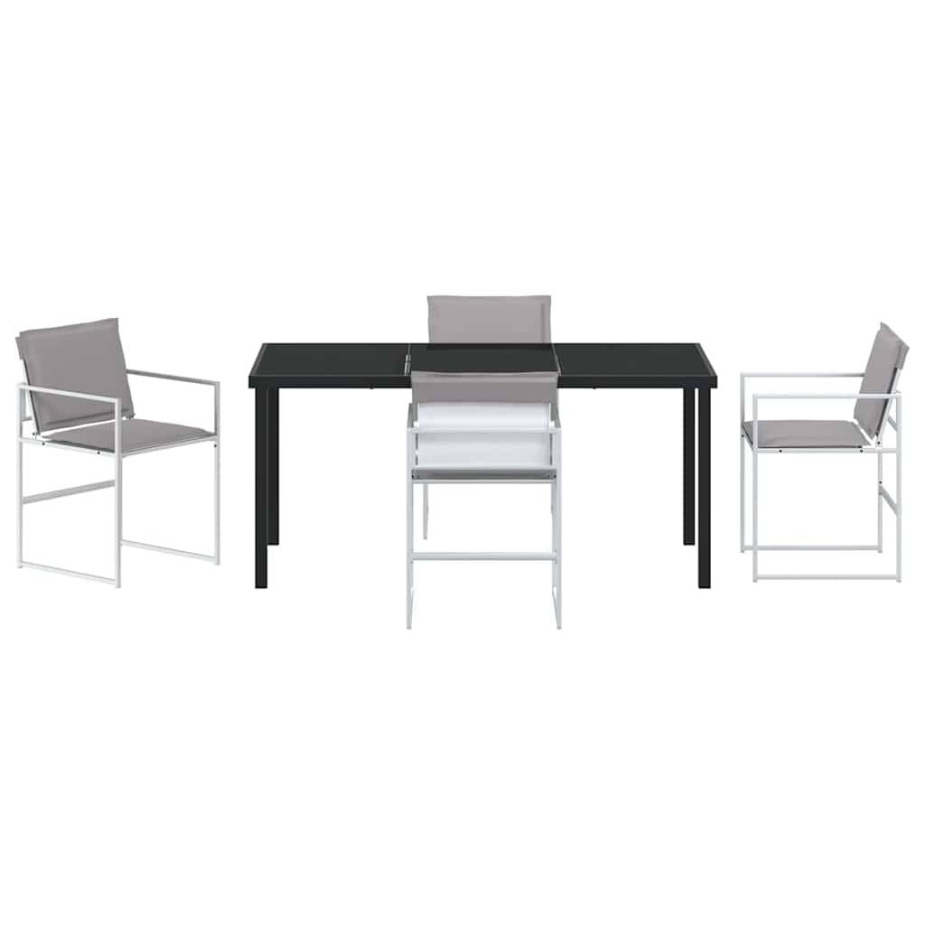 Ensemble de salle à manger de jardin acier et textilène blanc 160 x 80 x 73 cm, Poids:49.2kg - PANGIVO - Image 7