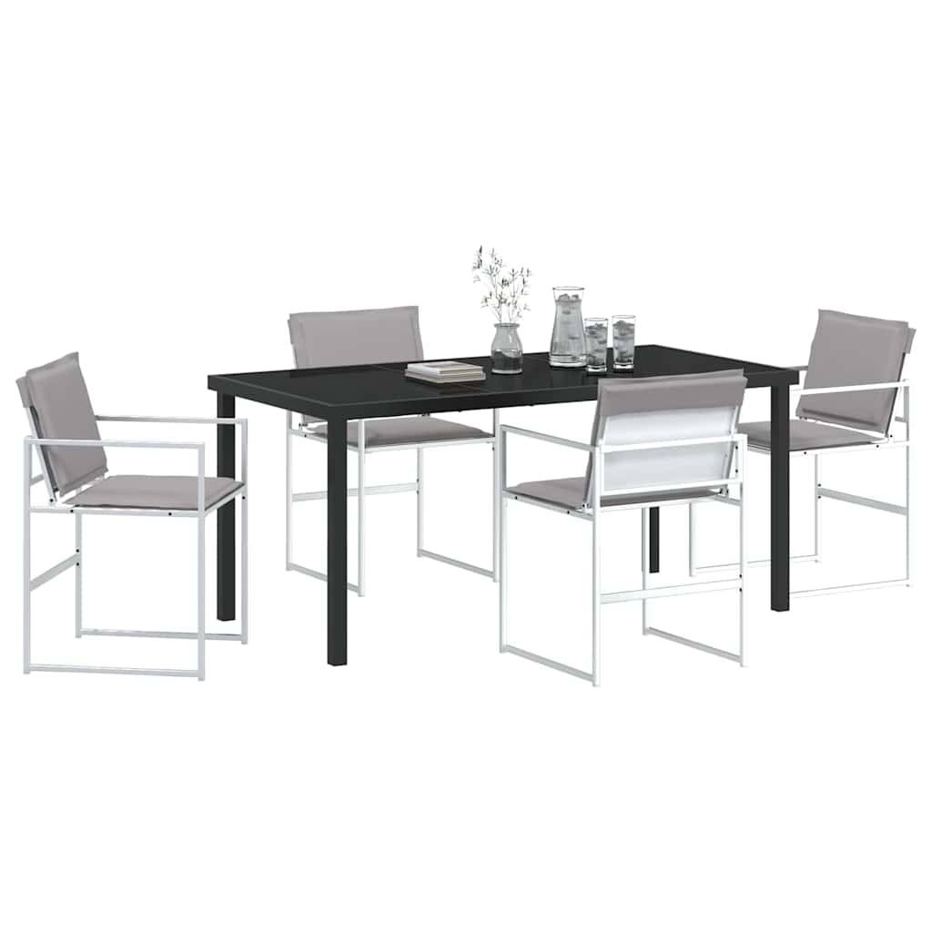 Ensemble de salle à manger de jardin acier et textilène blanc 160 x 80 x 73 cm, Poids:49.2kg - PANGIVO - Image 3