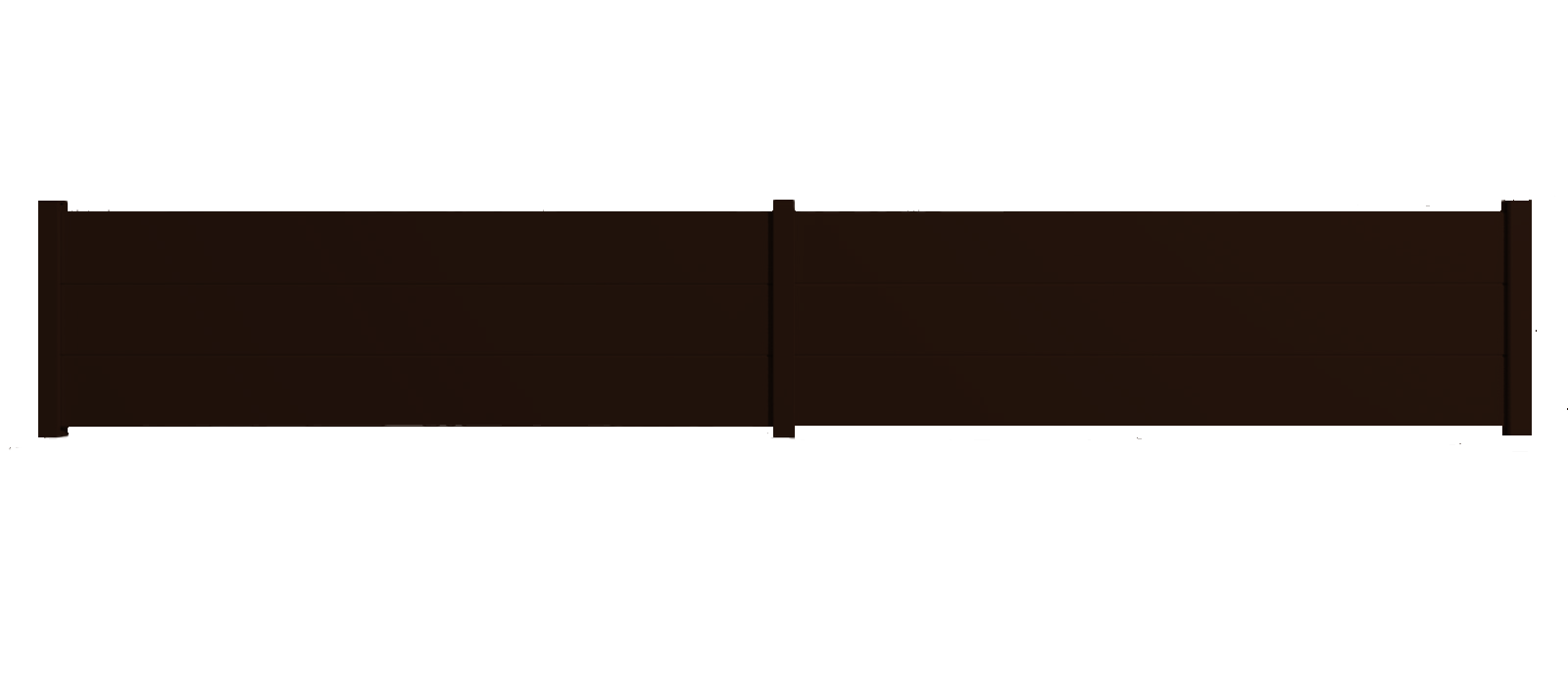 Portail Packit - Clôture alu 3 lames modèle plein en kit - 2 éléments dim. L4154 mm (poteaux compris) x H660 mm Marron RAL 1247