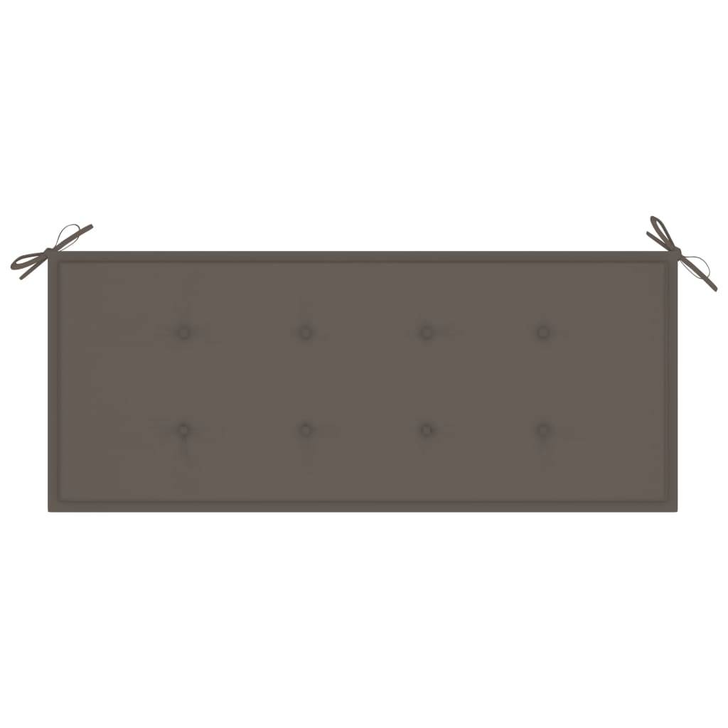 Helloshop26 - Banc de jardin meuble de patio d'extérieur terrasse avec coussin taupe 120 cm bois de teck massif - Imagen 6