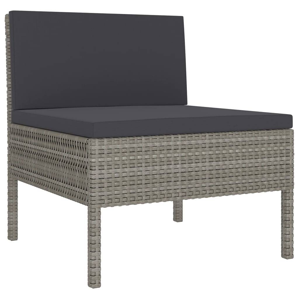 Helloshop26 - Salon de jardin meuble d'extérieur ensemble de mobilier 7 pièces avec coussins résine tressée gris - Imagen 4