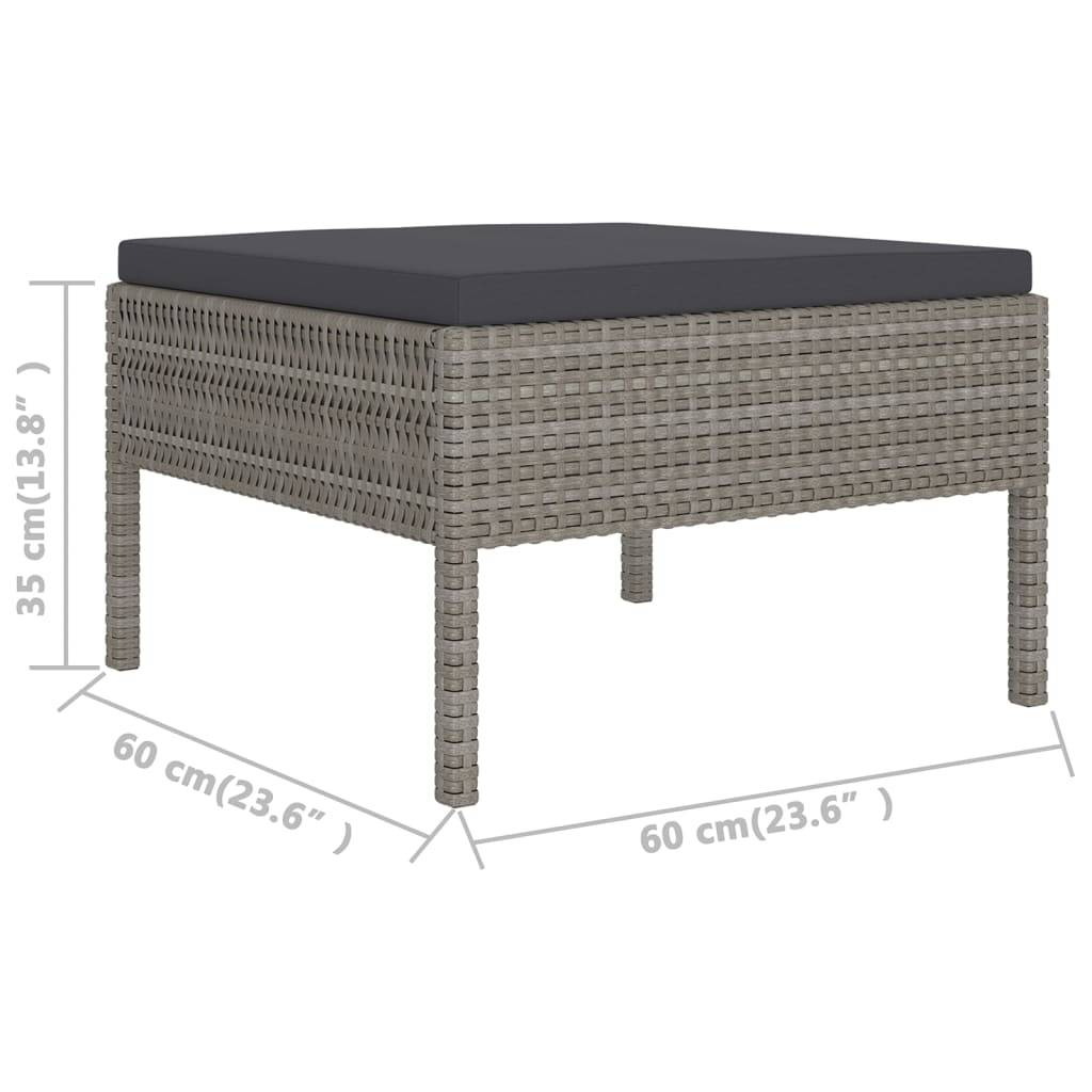 Helloshop26 - Salon de jardin meuble d'extérieur ensemble de mobilier 7 pièces avec coussins résine tressée gris - Imagen 7