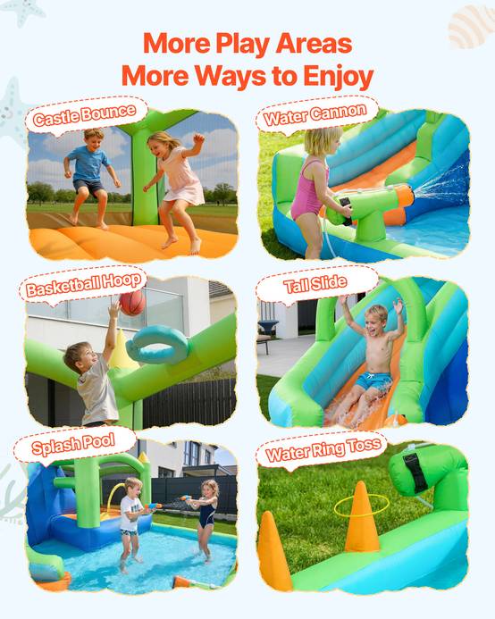 Vevor - VEVOR Château Gonflable Aire de Jeux Enfant 344x374x213 cm Toboggan Aquatique - Image 3