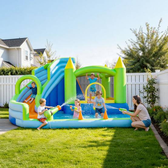 Vevor - VEVOR Château Gonflable Aire de Jeux Enfant 344x374x213 cm Toboggan Aquatique - Image 8