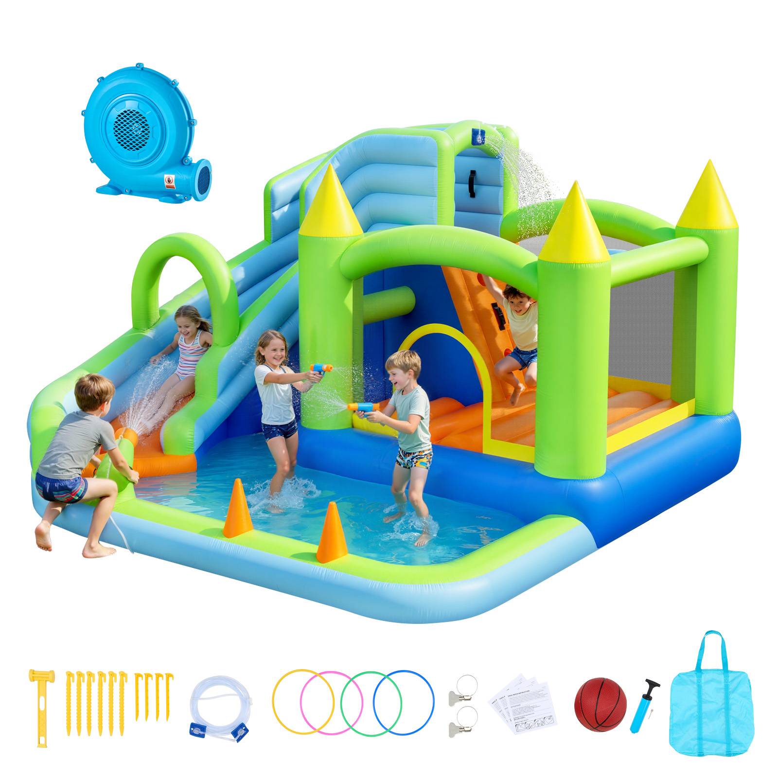 Vevor - VEVOR Château Gonflable Aire de Jeux Enfant 344x374x213 cm Toboggan Aquatique - Image 1