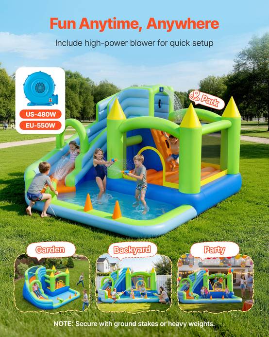 Vevor - VEVOR Château Gonflable Aire de Jeux Enfant 344x374x213 cm Toboggan Aquatique - Image 4