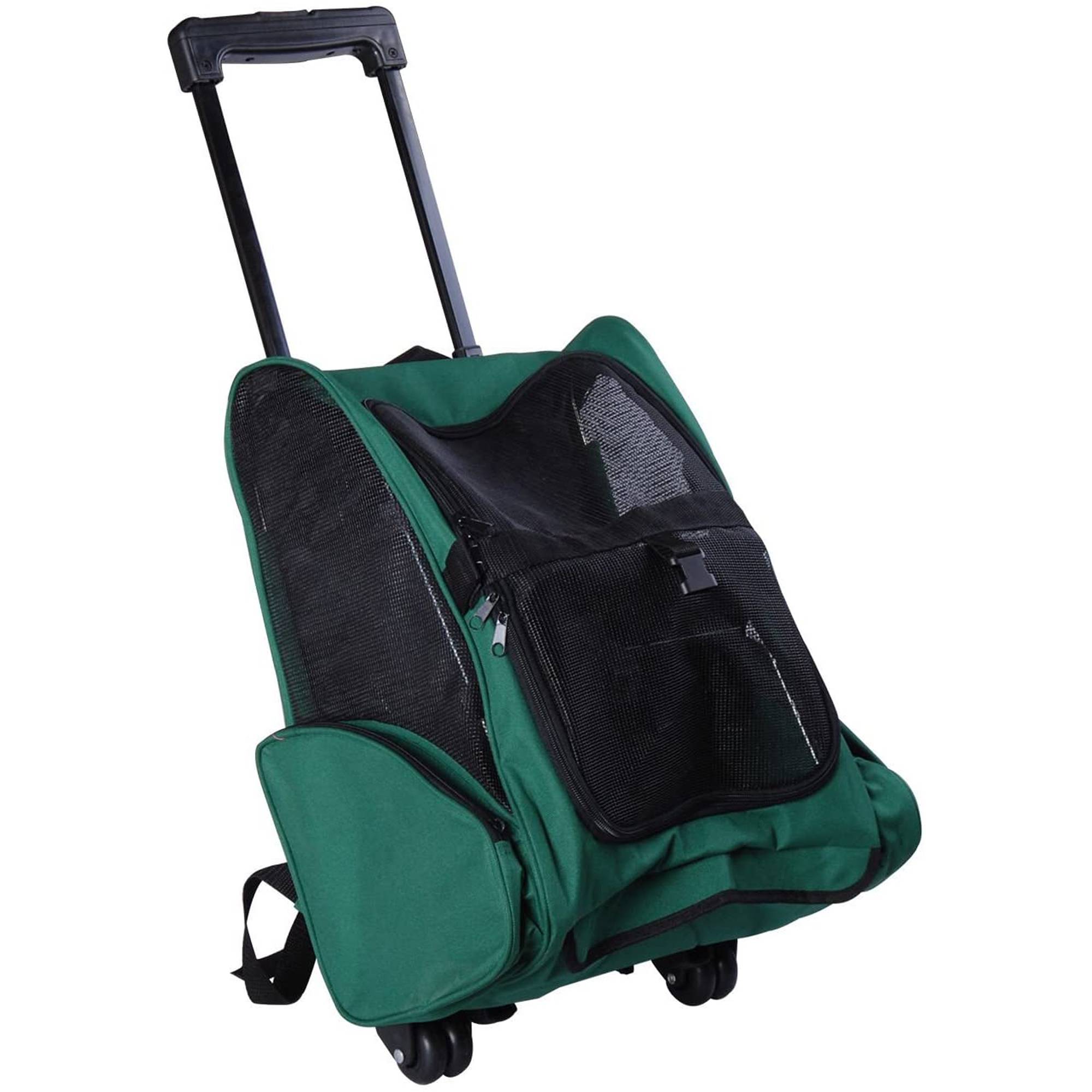 Sac à dos de transport trolley pour chien chat en métal Oxford aéré vert 55cm - ComfortXL Outdoor Living - Image 2