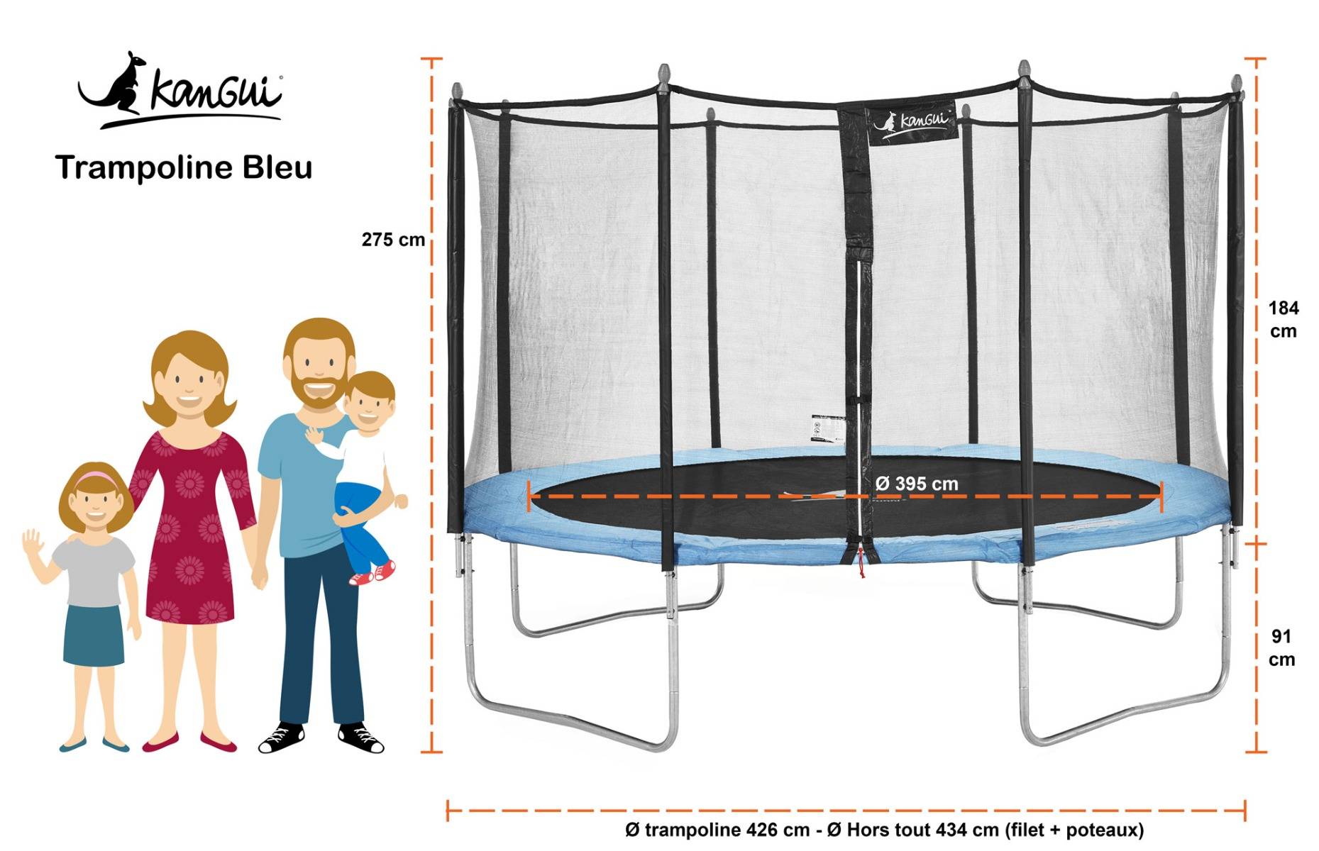 Kangui - Trampoline de jardin 426 cm + échelle + bâche de protection + kit d'ancrage Kangui - Imagen 7