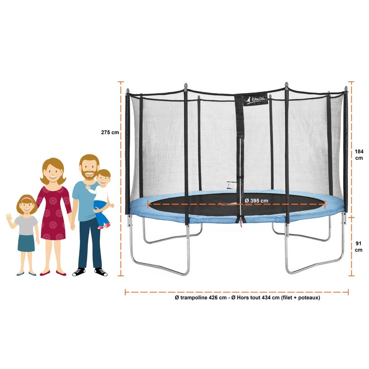 Kangui - Trampoline de jardin 426 cm + échelle + bâche de protection + kit d'ancrage Kangui - Imagen 4