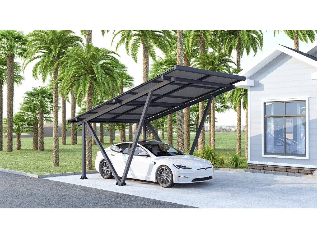 Habitat Et Jardin - Ombrière Carport Solaire Avec Panneaux Photovoltaïques - 366 X 575 X 366 Cm - Gris - 4,1 Kw -habitat Et Jardin - Imagen 2