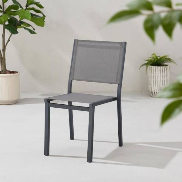 MARKET24 - Ensemble table de jardin 6 personnes : Table + 6 chaises - Structure en aluminium - L180 x P 90 x H 72 cm - Gris anthracite - Image 5