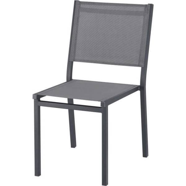 MARKET24 - Ensemble table de jardin 6 personnes : Table + 6 chaises - Structure en aluminium - L180 x P 90 x H 72 cm - Gris anthracite - Image 6