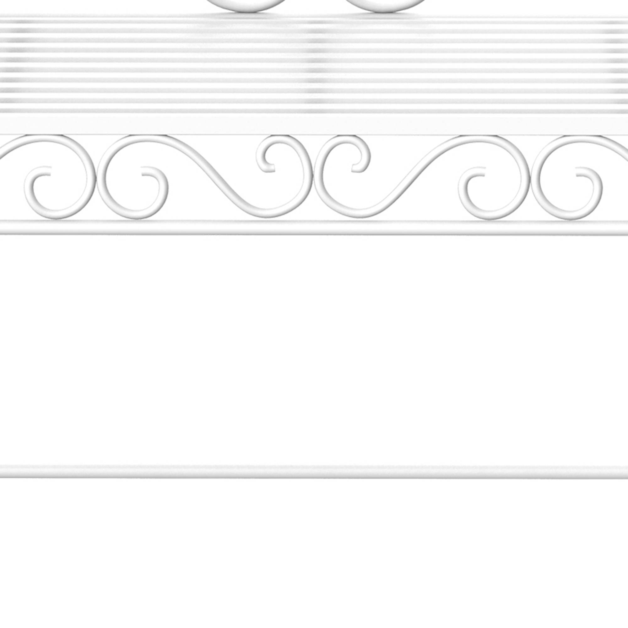 ComfortXL - Banc de jardin 2 places métal blanc 111 x 50 x 98 cm extérieur terrasse dossier décoratif résistant aux intempéries - Image 6