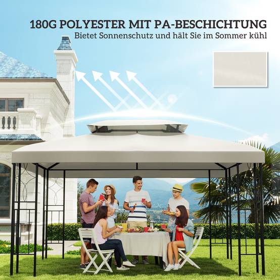 Toit de rechange pour pavillon de jardin polyester blanc crème 300 x 400 x 20 cm - PANGIVO - Image 8