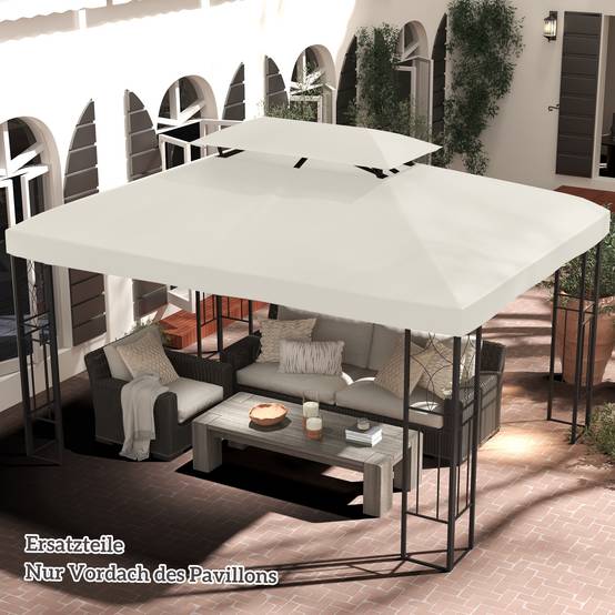 Toit de rechange pour pavillon de jardin polyester blanc crème 300 x 400 x 20 cm - PANGIVO - Image 9