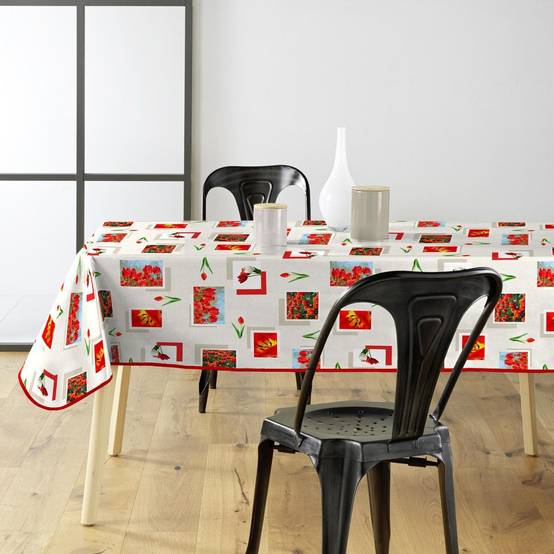 Nappe Toile Cirée "Tulipe" 140x240cm Rouge - Image 1