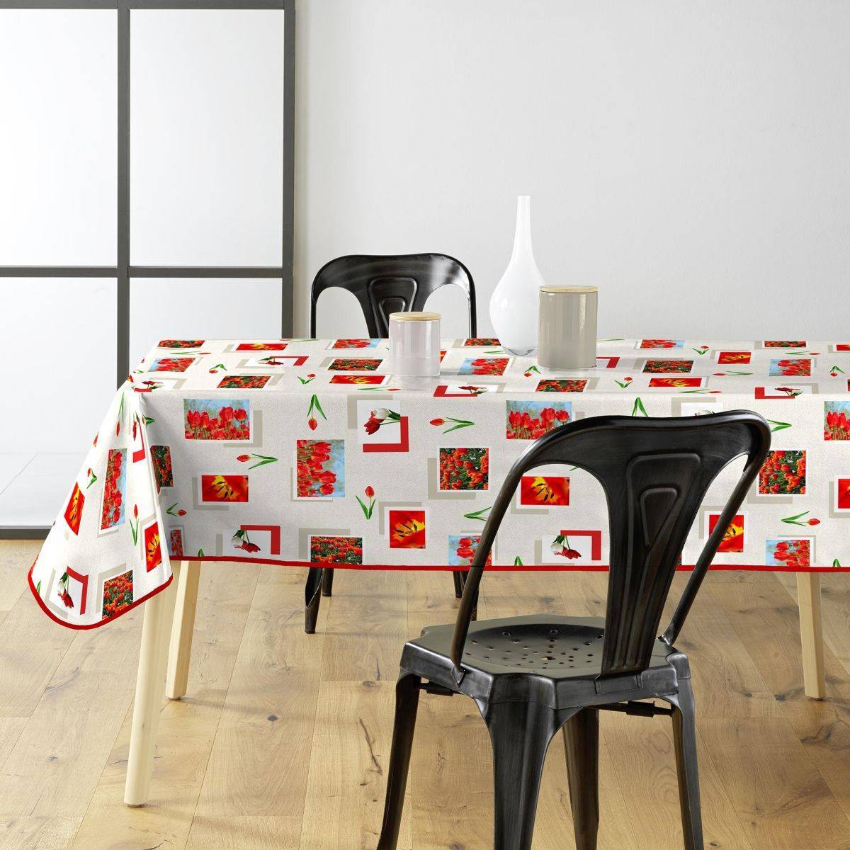 Nappe Toile Cirée "Tulipe" 140x240cm Rouge - Image 1