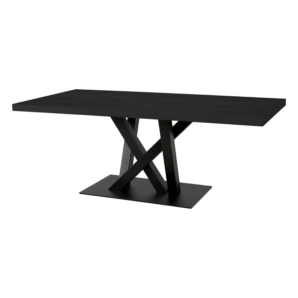 Table Rectangulaire 230cm Aspect Bois Noir Piètement Croisé Métal Noir - NOX - Image 1