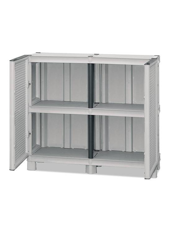 Dmora - Armoire d'extérieur Dbiondin, Mobilier d'extérieur, Armoire de balcon polyvalente, Armoire d'extérieur, Gris clair, 100x39h92 cm - Dmora - Image 6