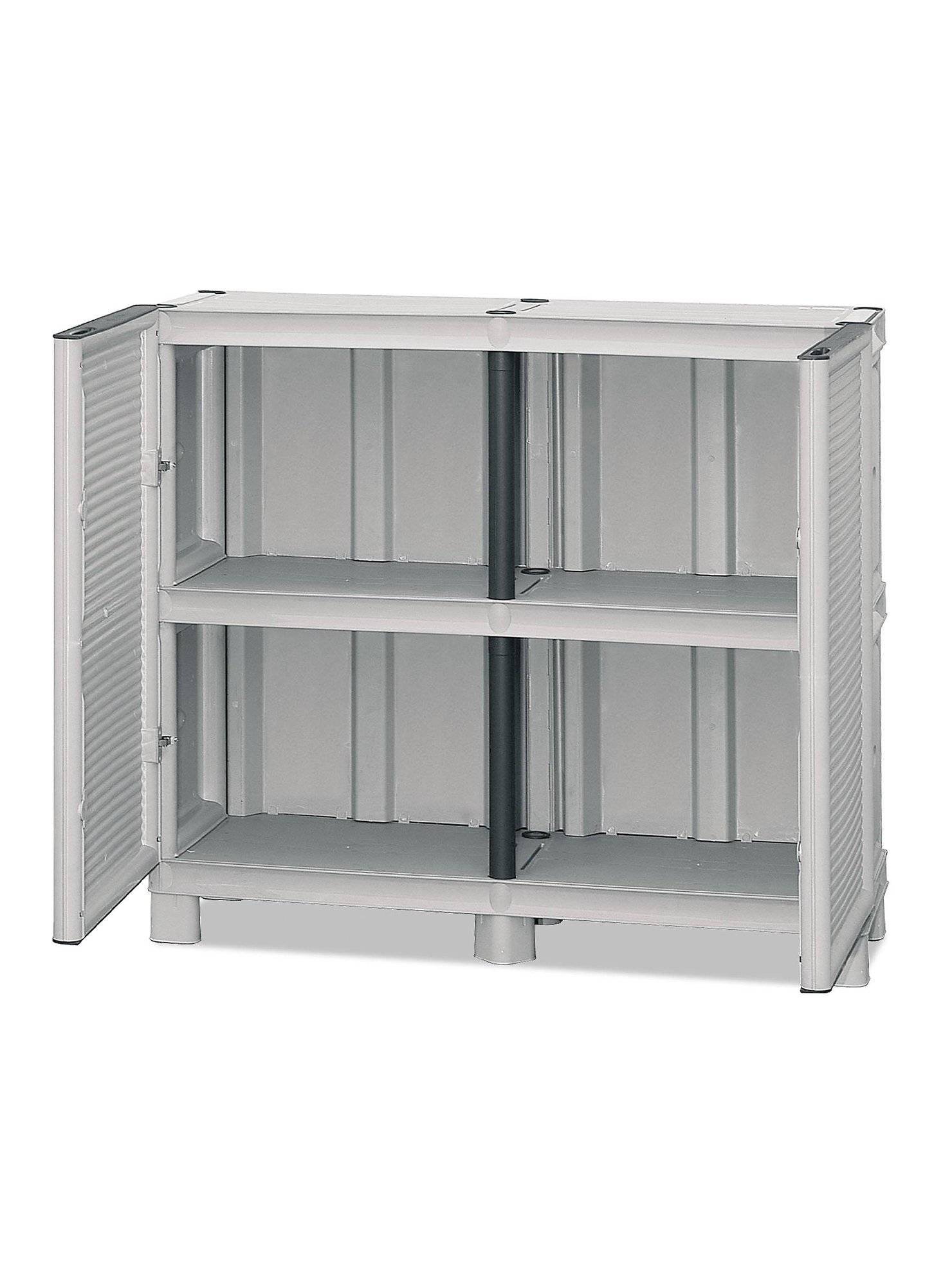 Dmora - Armoire d'extérieur Dbiondin, Mobilier d'extérieur, Armoire de balcon polyvalente, Armoire d'extérieur, Gris clair, 100x39h92 cm - Dmora - Image 6