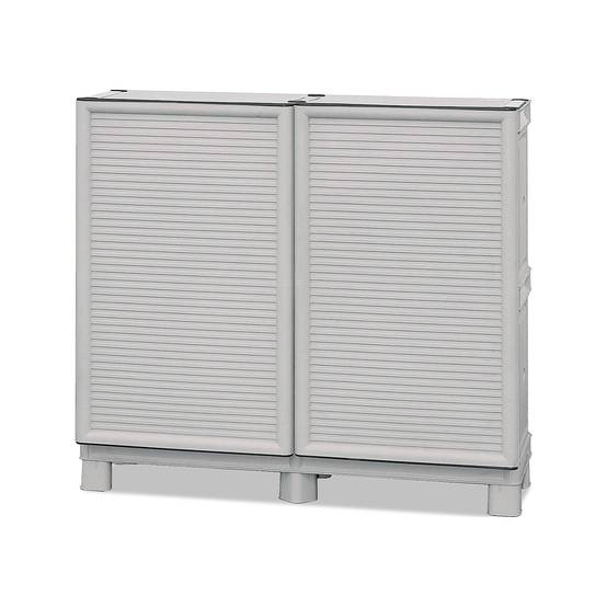 Dmora - Armoire d'extérieur Dbiondin, Mobilier d'extérieur, Armoire de balcon polyvalente, Armoire d'extérieur, Gris clair, 100x39h92 cm - Dmora - Image 1