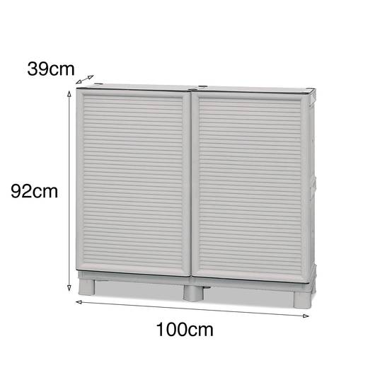 Dmora - Armoire d'extérieur Dbiondin, Mobilier d'extérieur, Armoire de balcon polyvalente, Armoire d'extérieur, Gris clair, 100x39h92 cm - Dmora - Image 3