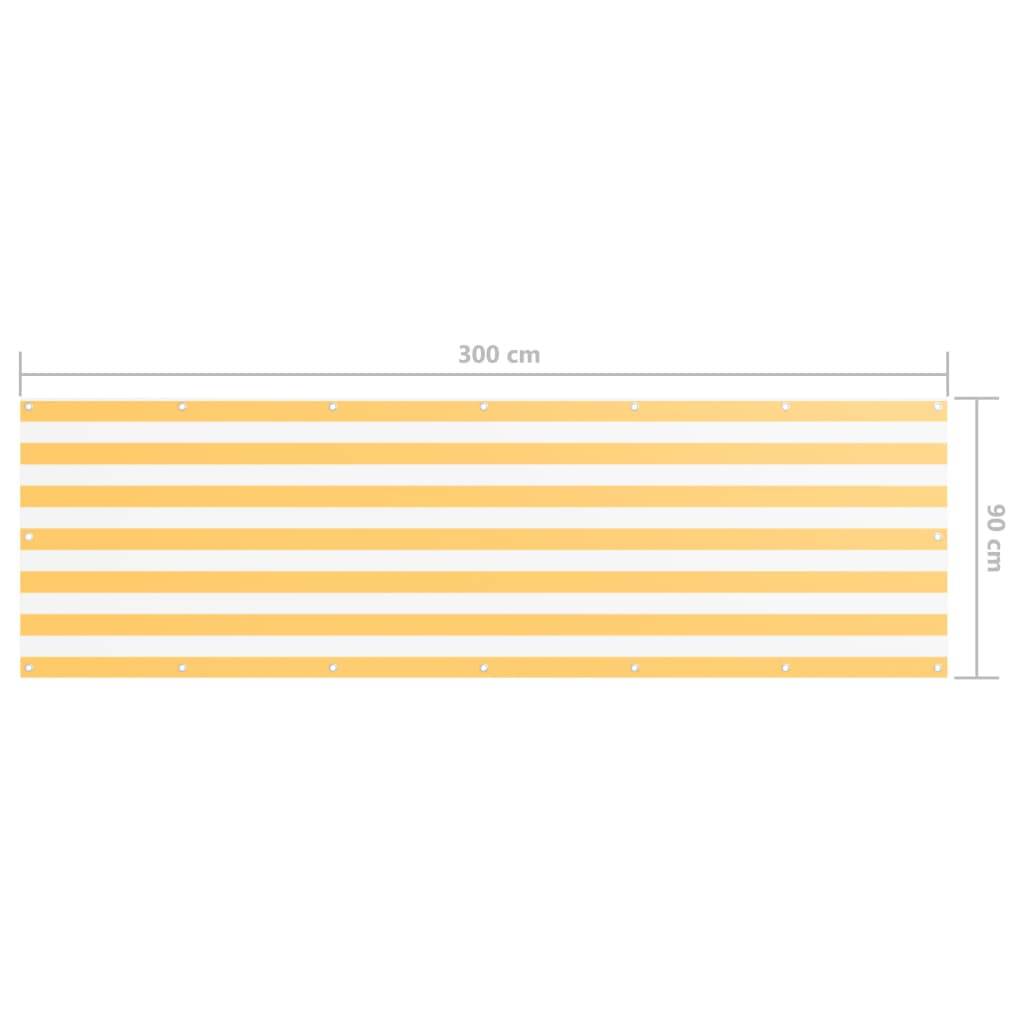 Helloshop26 - Écran de balcon brise pare vue protection confidentialité 90 x 300 cm tissu oxford blanc et jaune - Imagen 5