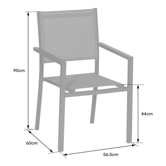 Happy Garden - Lot de 8 chaises en aluminium gris - textilène noir - HAPPY GARDEN - Imagen 7