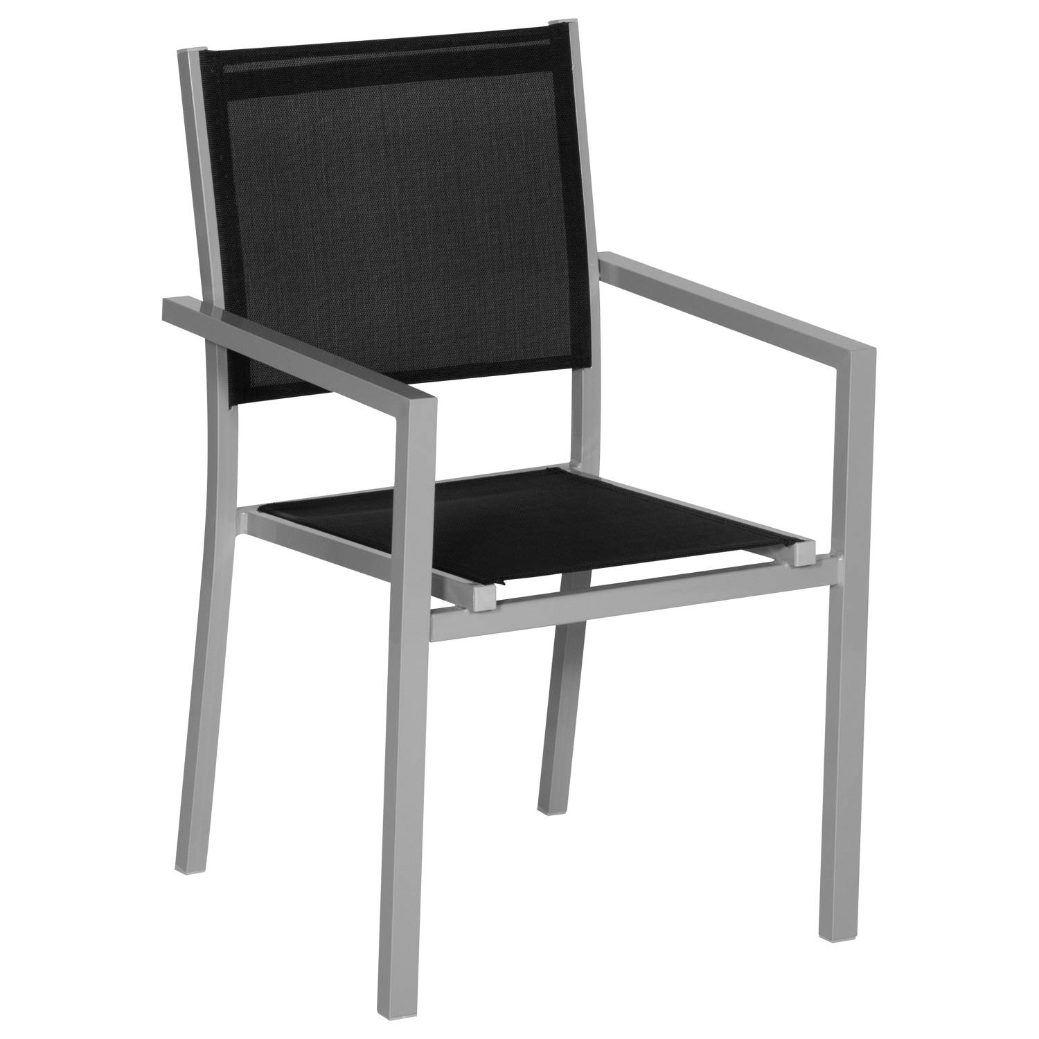 Happy Garden - Lot de 8 chaises en aluminium gris - textilène noir - HAPPY GARDEN - Imagen 2