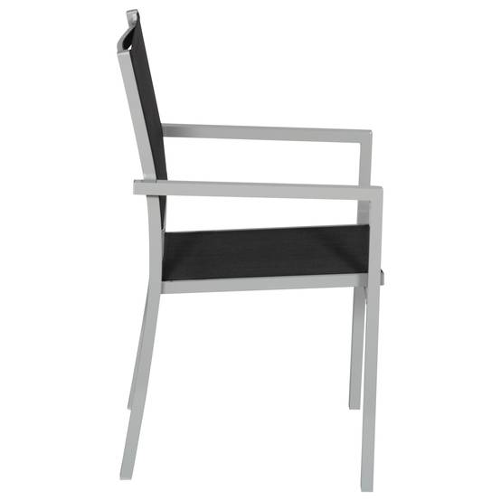 Happy Garden - Lot de 8 chaises en aluminium gris - textilène noir - HAPPY GARDEN - Imagen 4