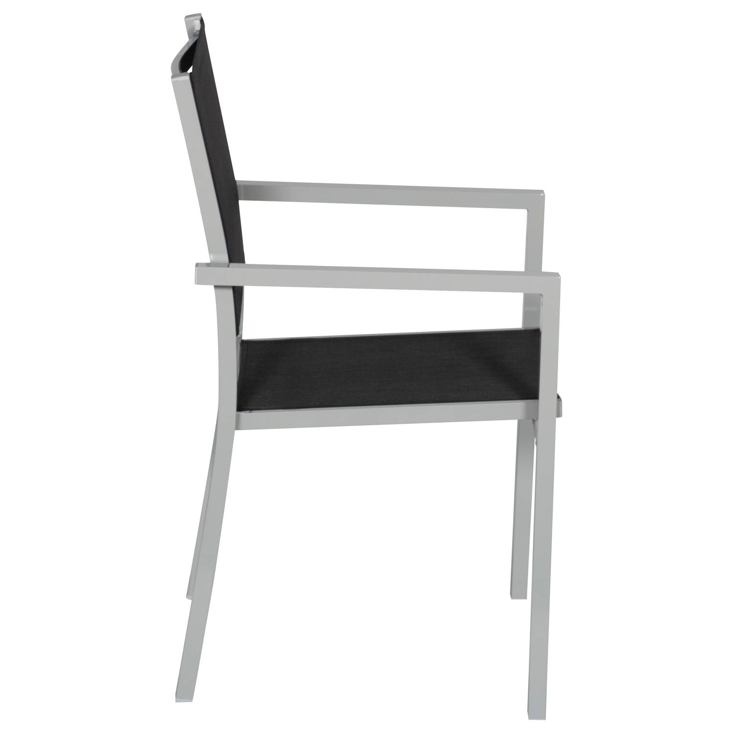 Happy Garden - Lot de 8 chaises en aluminium gris - textilène noir - HAPPY GARDEN - Imagen 4