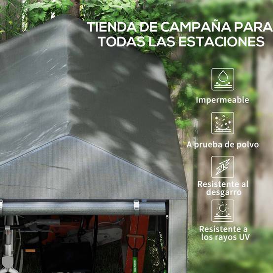 ComfortXL - Abri vélos motos métal galvanisé jardin rangement extérieur 120x179x165cm gris - ComfortXL Outdoor Living - Image 6