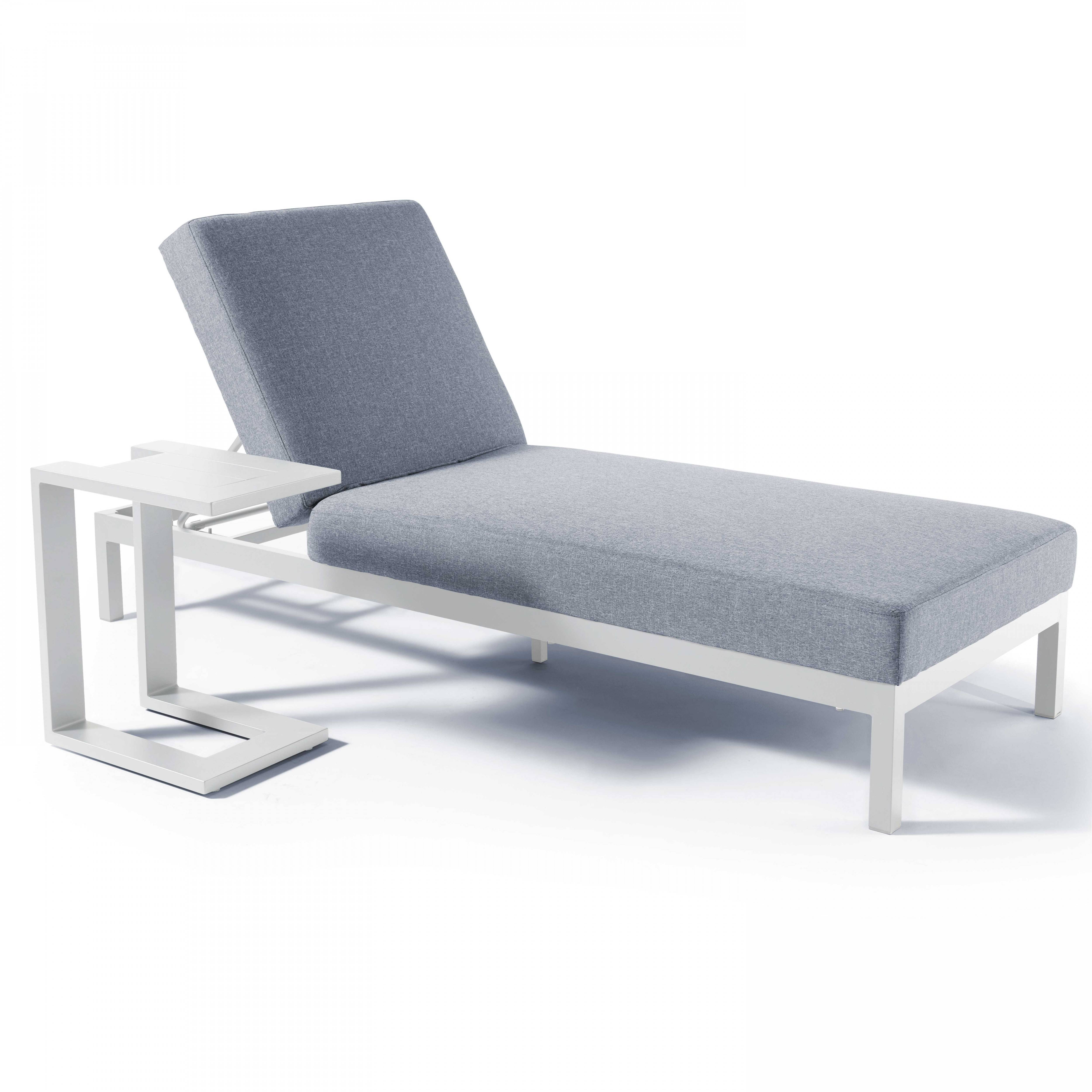 Oviala - Ensemble bain de soleil avec tablette en aluminium gris clair  Galapagos - Oviala - Imagen 1