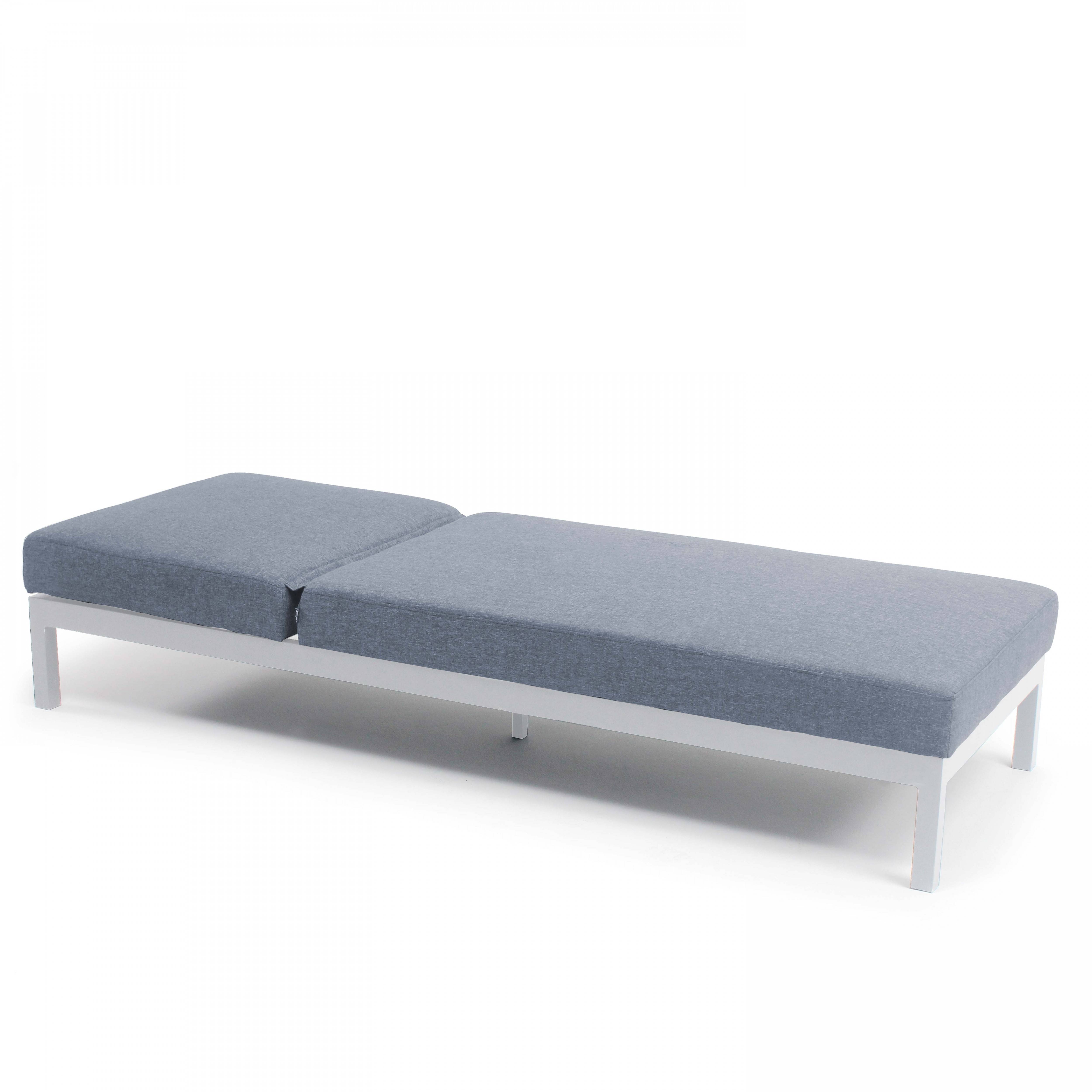 Oviala - Ensemble bain de soleil avec tablette en aluminium gris clair Galapagos - Oviala - Imagen 4