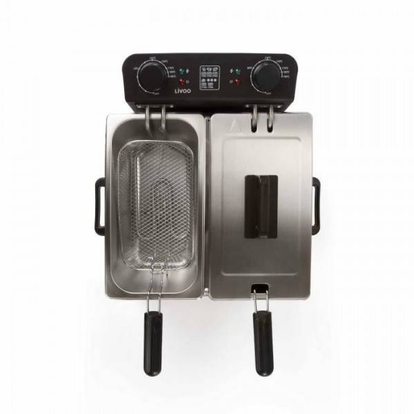 Livoo - Friteuse Electrique  double LIVOO DOC217 - 2 x 3 L - Inox 3300W - Noir + Gris - Image 2