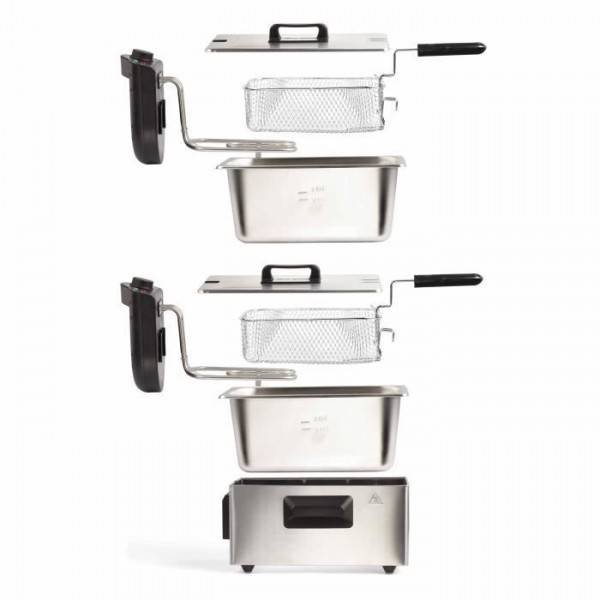 Livoo - Friteuse Electrique  double LIVOO DOC217 - 2 x 3 L - Inox 3300W - Noir + Gris - Image 3