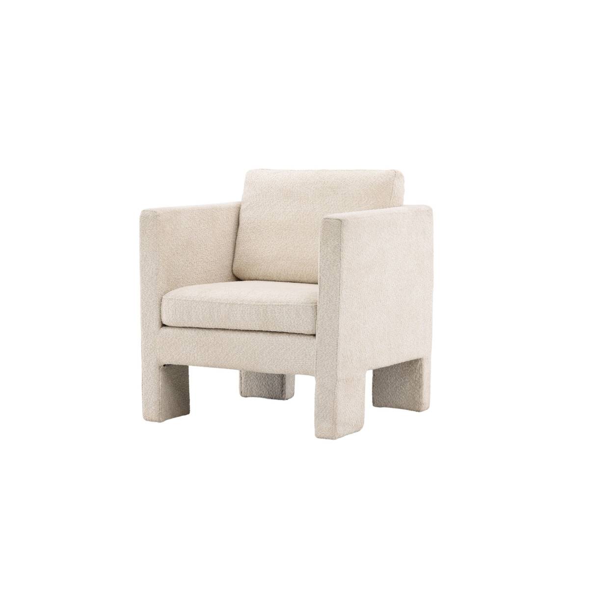 Paris Prix - Fauteuil Design Bouclette "Ragusa" 87cm Blanc - Image 3