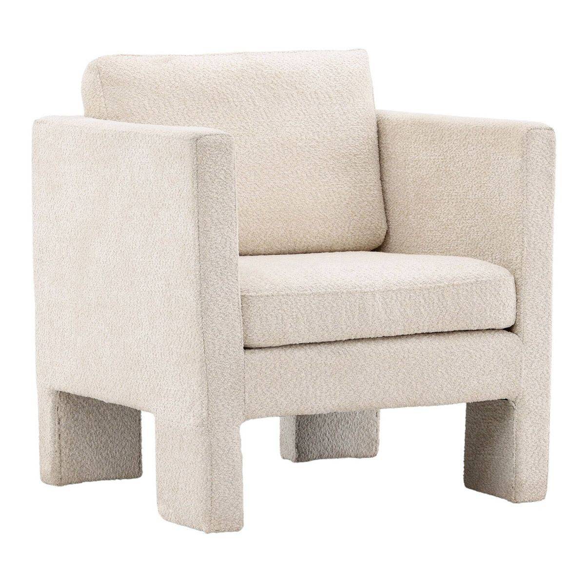 Paris Prix - Fauteuil Design Bouclette "Ragusa" 87cm Blanc - Image 1