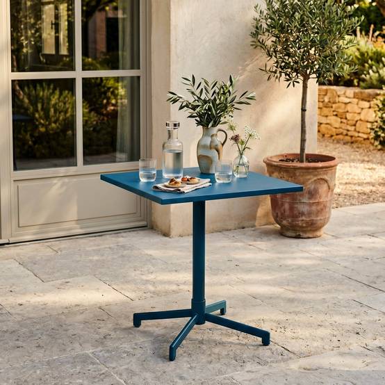 Oviala - Table de jardin bistrot avec plateau rabattable 70 cm bleu pacific Palavas - Oviala - Image 2