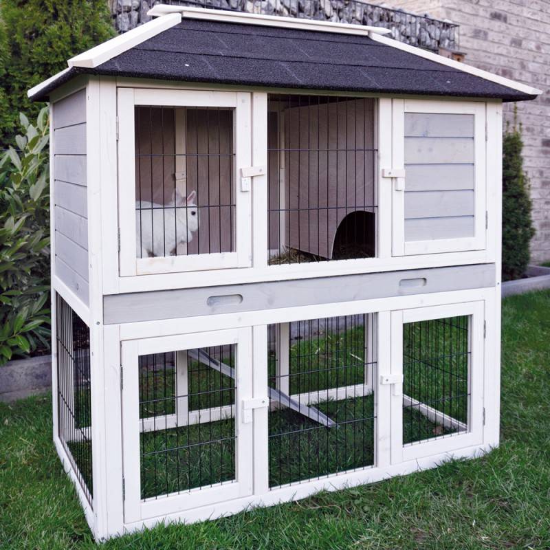 Cage Clapier Enclos lapin Extérieur en bois de haute qualité pour lapins 118x118x63cm-Modèle 034 Villa de ville - Image 1