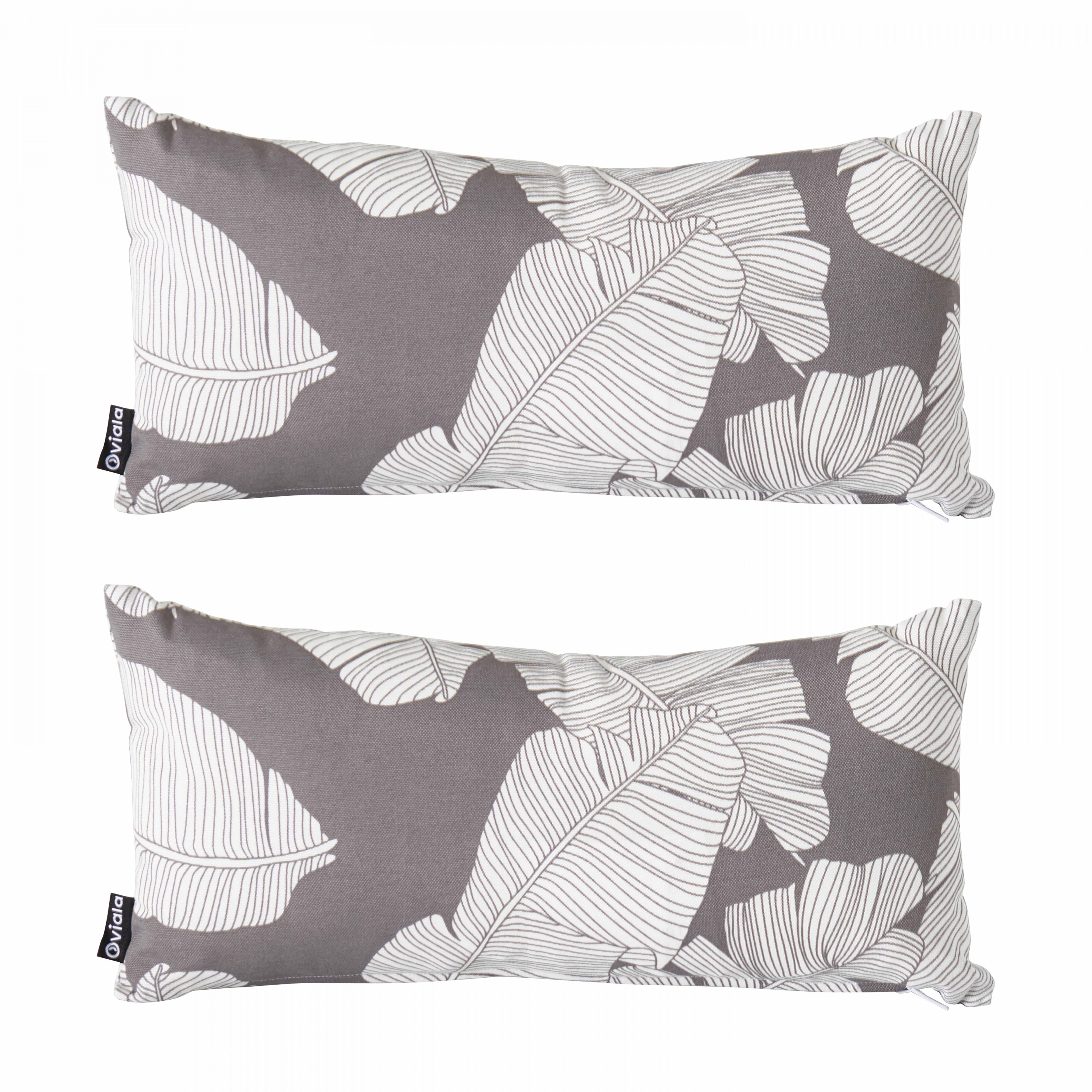 Oviala - Lot de 2 petits coussins polyester gris 40 x 20 x 8 cm Ica - Oviala - Imagen 1