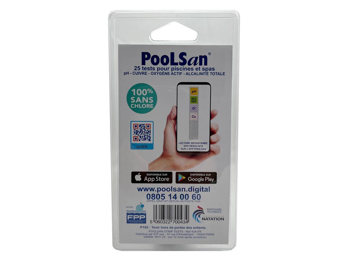 Poolsan - BSI - Bandelettes De Test - Mesure La Qualité De l'Eau - Test PooLStrips - Piscine Et Spa - 4 en 1 - 25 Bandelettes - Imagen 5