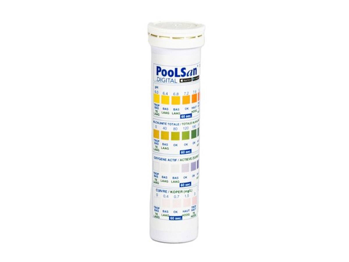 Poolsan - BSI - Bandelettes De Test - Mesure La Qualité De l'Eau - Test PooLStrips - Piscine Et Spa - 4 en 1 - 25 Bandelettes - Imagen 1