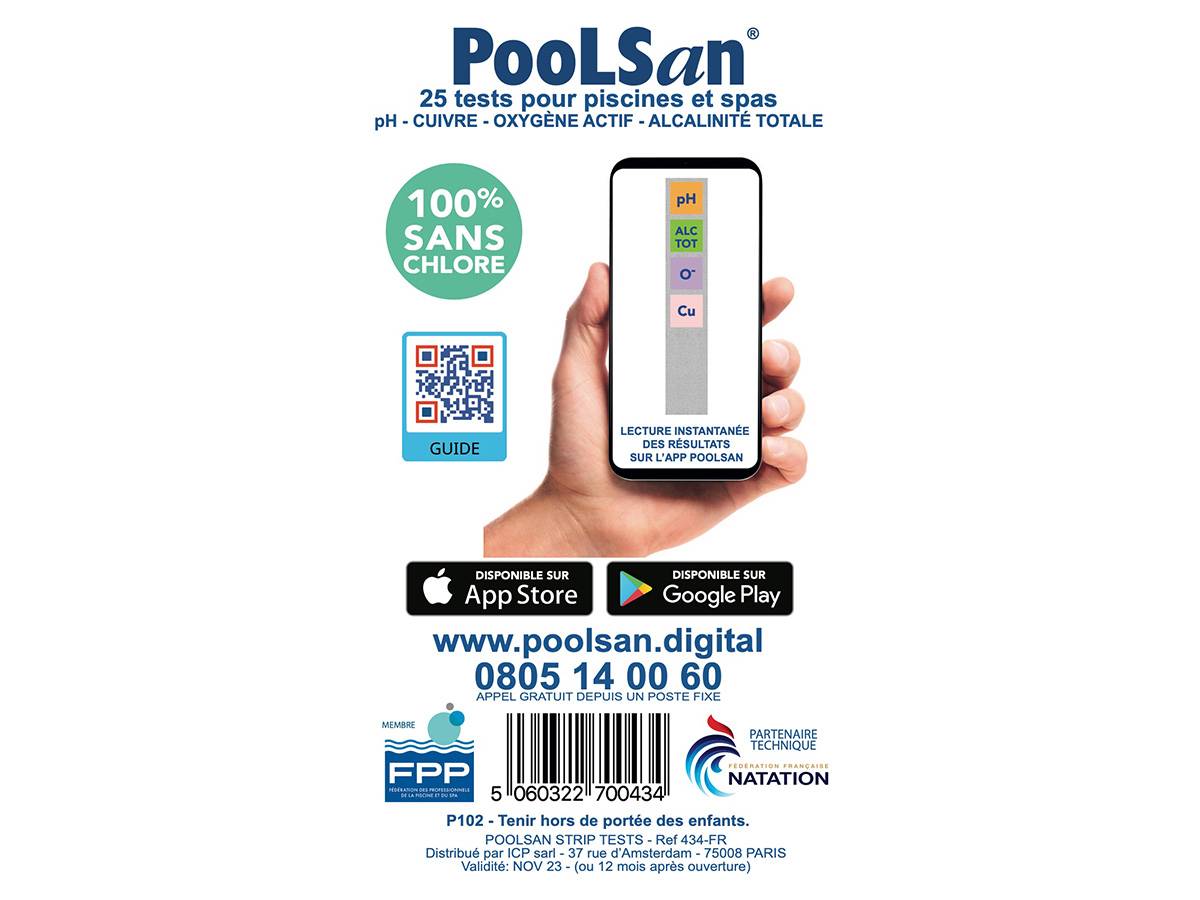Poolsan - BSI - Bandelettes De Test - Mesure La Qualité De l'Eau - Test PooLStrips - Piscine Et Spa - 4 en 1 - 25 Bandelettes - Imagen 4