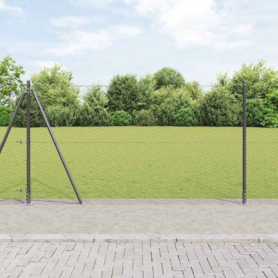 Poteau de clôture acier PVC gris 5000 x 3,2 x 150 cm, Poids :61.8kg - PANGIVO - Image 1
