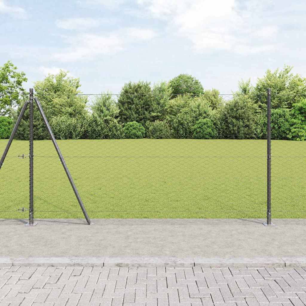 Poteau de clôture acier PVC gris 5000 x 3,2 x 150 cm, Poids :61.8kg - PANGIVO