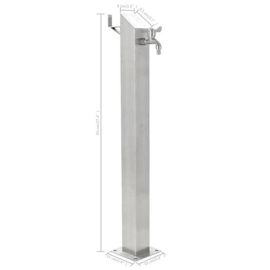 PANGIVO - Colonne d'eau acier inoxydable argenté 15 x 15 x 95 cm - PANGIVO - Image 8